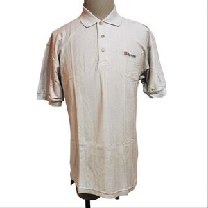 Syncor 90s Vintage Textured Cotton Polo Shirt Gray Large